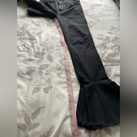 Mother The Cha Cha Fray Not Guilty Black Jeans 24 Crop Flare Ruffle Classic - Picture 12 of 12